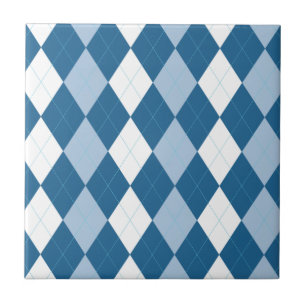 Blue and White Argyle Tile
