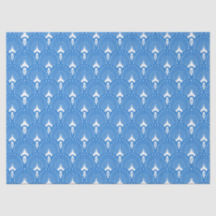 Blue and white art-deco pattern tissue paper