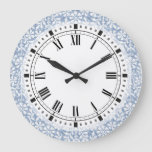 Blue And White Arts And Crafts Large Clock at Zazzle