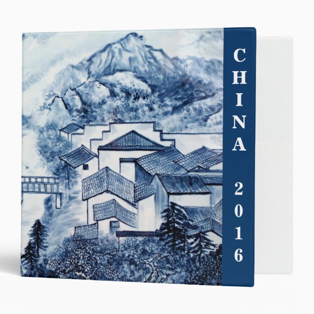 Blue and White Asian Travel photo Binder (Front/Inside)