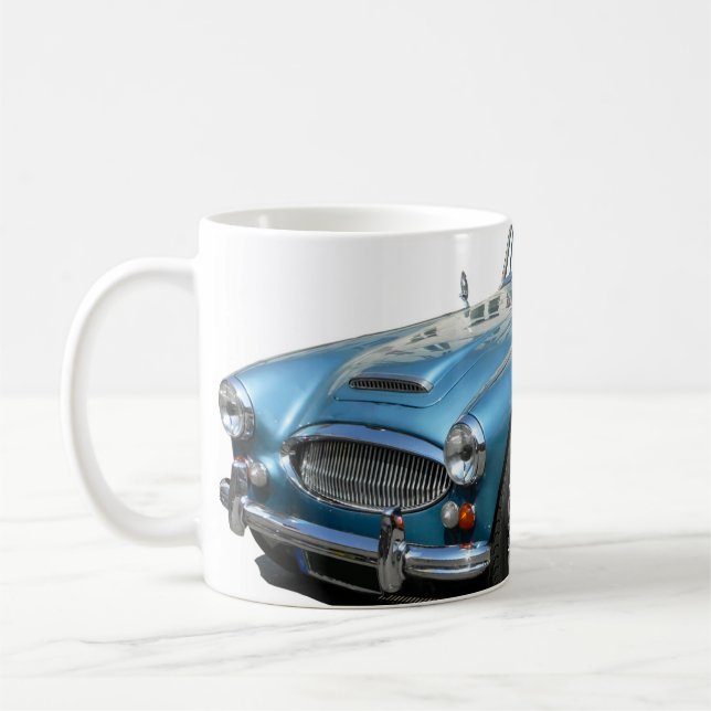 Blue and white Austin Healey 3000 Sports Car Coffee Mug (Left)