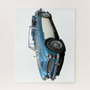 Blue and white Austin Healey 3000 Sports Car Jigsaw Puzzle