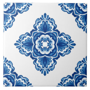 Blue and White Azulejo Decorative Ceramic Tile