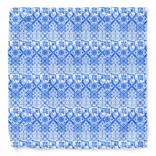 Blue and White Azulejo Spanish Azul Pattern Bandana