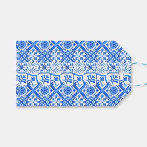 Blue and White Azulejo Spanish Azul Pattern Gift Tags