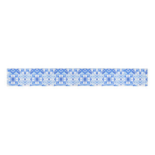 Blue and White Azulejo Spanish Azul Pattern  Grosgrain Ribbon