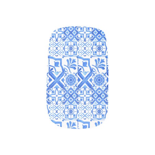 Blue and White Azulejo Spanish Azul Pattern  Minx Nail Art