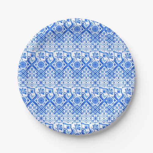 Blue and White Azulejo Spanish Azul Pattern Paper Plates