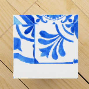 Blue and White Azulejo Spanish Azul Pattern Wine Box