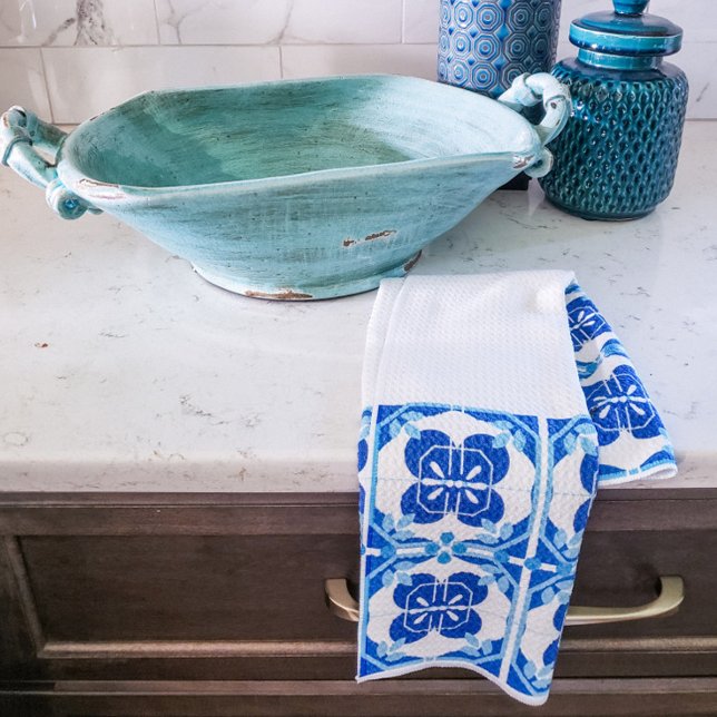 Blue and White Azulejos Tile Design Kitchen Towel (Creator Uploaded)