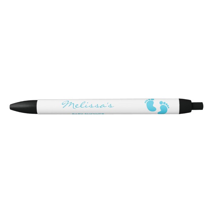 Blue And White Baby Feet Custom Baby Shower Favor Black Ink Pen