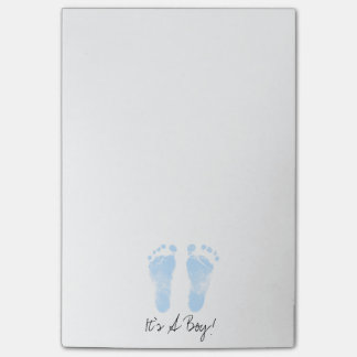 Blue and White Baby Footprints Post-it Notes