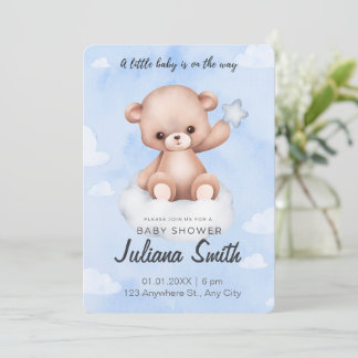Blue and White Baby Shower In Invitation