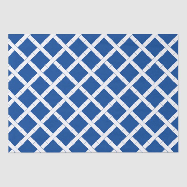 Blue And White Bamboo Trellis Pattern Tissue Paper (Front)