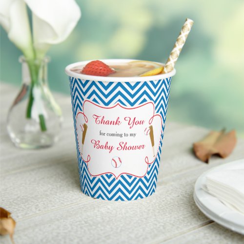 Blue and White Baseball Baby Shower party Paper Cups