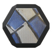 Blue and White Basketball Abstract Black Bluetooth Speaker (Front)
