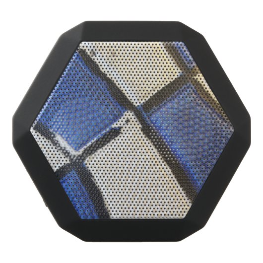 Blue and White Basketball Abstract Black Bluetooth Speaker (Front)