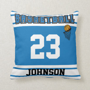Blue and White Basketball DIY Name & Number Throw Pillow