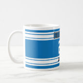 Blue and White Basketball Jersey Coffee Mug (Left)
