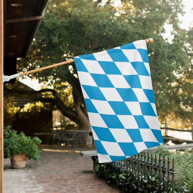 Blue and White Bavaria Diamond Flag Pattern (In SItu)