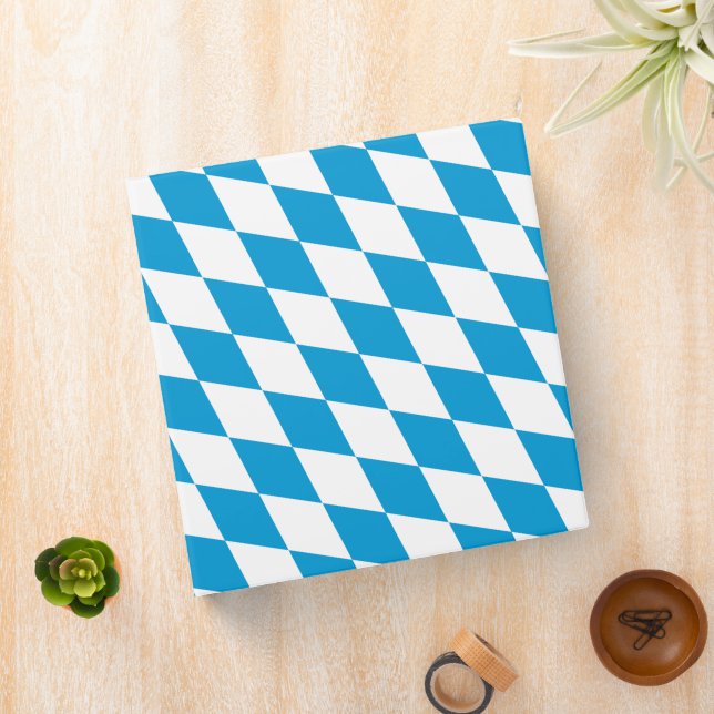 Blue and White Bavaria Diamond Flag Pattern 3 Ring Binder (In Situ)