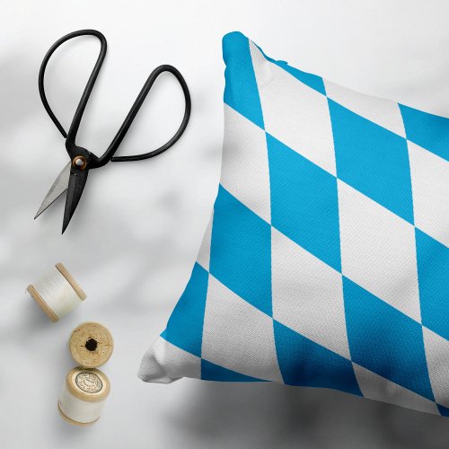 Blue and White Bavaria Diamond Flag Pattern Accent Pillow