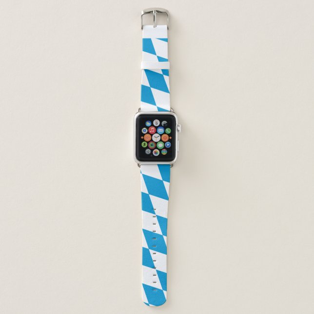 Blue and White Bavaria Diamond Flag Pattern Apple Watch Band (Front)