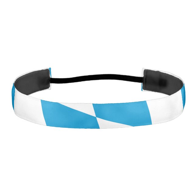 Blue and White Bavaria Diamond Flag Pattern Athletic Headband (Front)