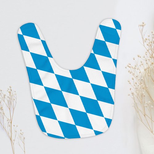 Blue and White Bavaria Diamond Flag Pattern Baby Bib