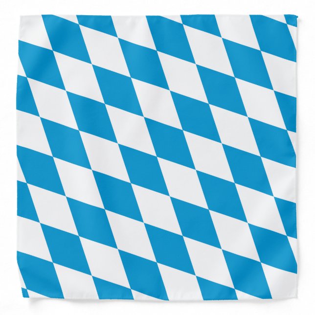 Blue and White Bavaria Diamond Flag Pattern Bandana (Front)