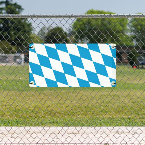 Blue and White Bavaria Diamond Flag Pattern Banner