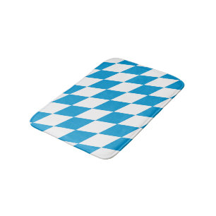 Blue and White Bavaria Diamond Flag Pattern Bath Mat