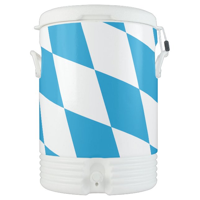 Blue and White Bavaria Diamond Flag Pattern Beverage Cooler (Front)