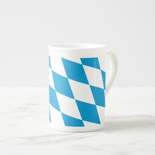 Blue and White Bavaria Diamond Flag Pattern Bone China Mug