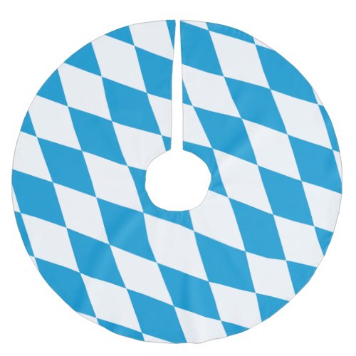 Blue and White Bavaria Diamond Flag Pattern Brushed Polyester Tree Skirt