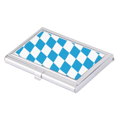 Blue and White Bavaria Diamond Flag Pattern Business Card Case