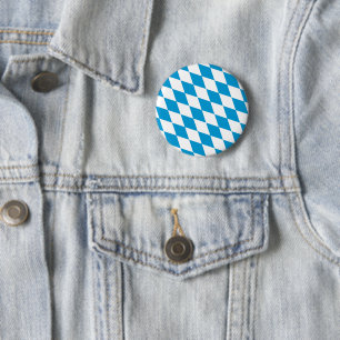 Blue and White Bavaria Diamond Flag Pattern Button