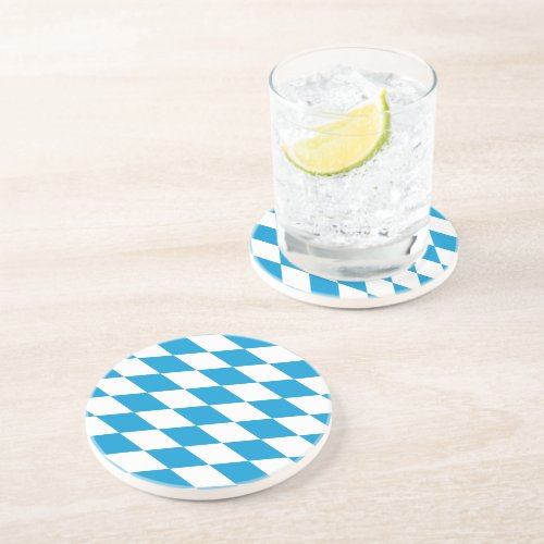 Blue and White Bavaria Diamond Flag Pattern Coaster