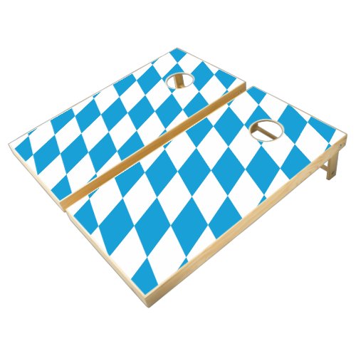 Blue and White Bavaria Diamond Flag Pattern Cornhole Set