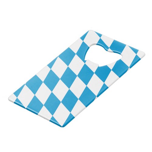 Blue and White Bavaria Diamond Flag Pattern Credit Card Bottle Opener