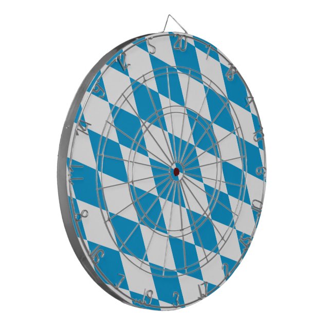 Blue and White Bavaria Diamond Flag Pattern Dart Board (Front Left)