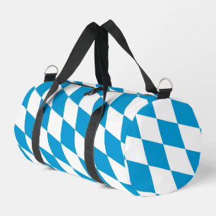 Blue and White Bavaria Diamond Flag Pattern Duffle Bag