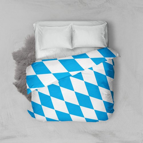 Blue and White Bavaria Diamond Flag Pattern Duvet Cover