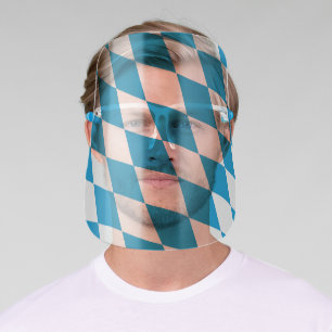 Blue and White Bavaria Diamond Flag Pattern Face Shield