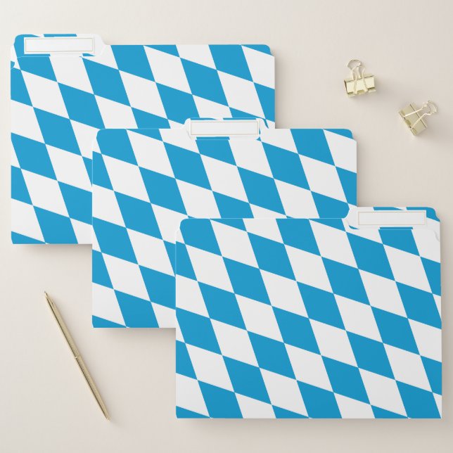 Blue and White Bavaria Diamond Flag Pattern File Folder (Set)