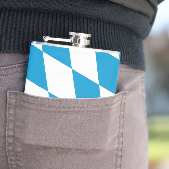 Blue and White Bavaria Diamond Flag Pattern Flask (In Situ)