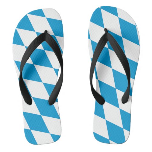 Blue and White Bavaria Diamond Flag Pattern Flip Flops