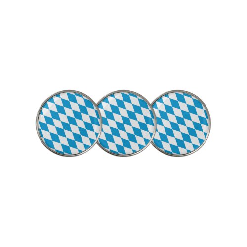 Blue and White Bavaria Diamond Flag Pattern Golf Ball Marker
