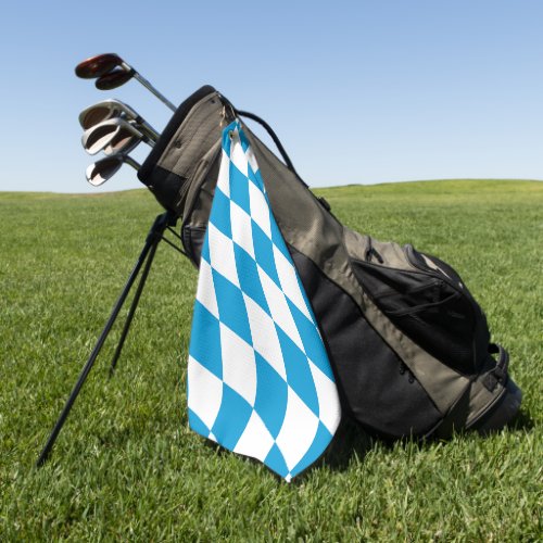 Blue and White Bavaria Diamond Flag Pattern Golf Towel