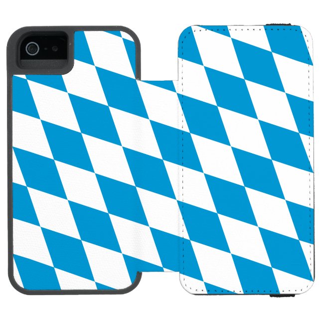 Blue and White Bavaria Diamond Flag Pattern Incipio iPhone Wallet Case (Folio Open)